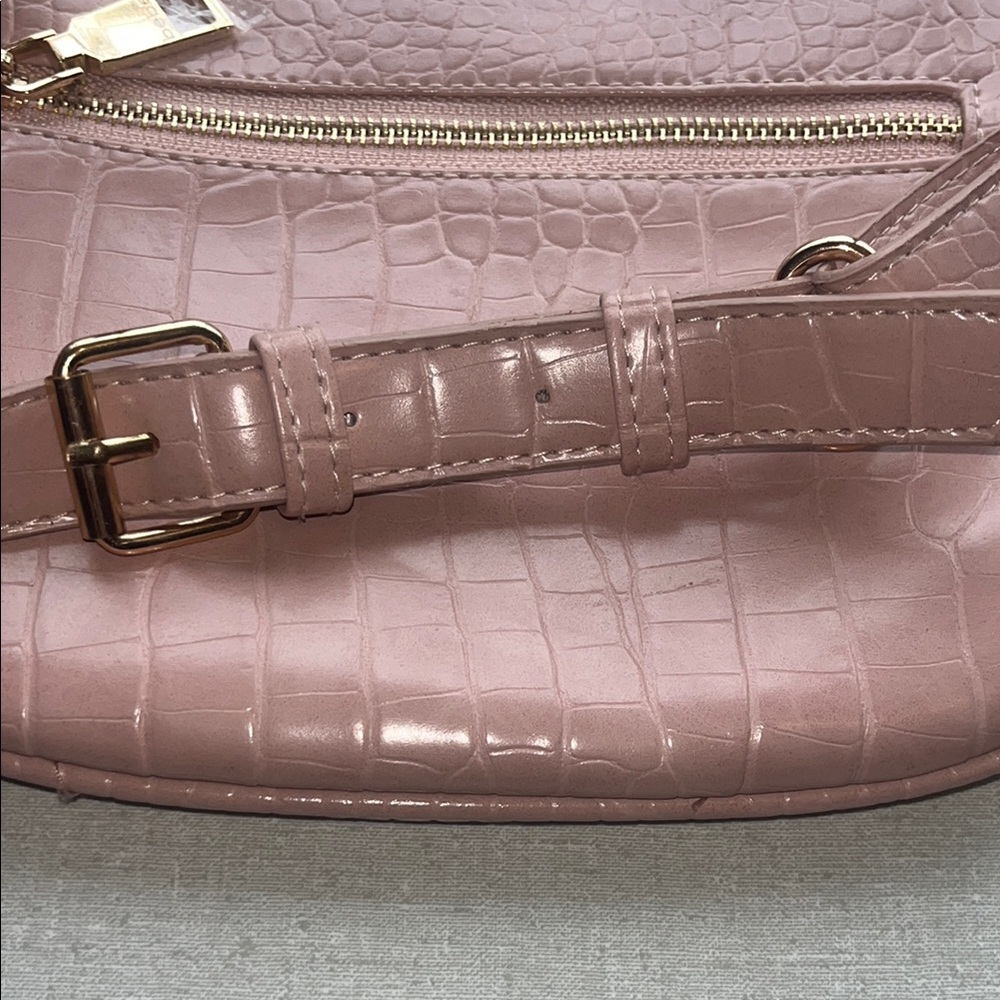 Bebe Pink and Gold Crossbody Bag with Metallic Finish - Picture 9 of 10